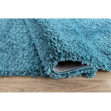 Oxford OXF00 Plain Plush Soft Stain-Resistant Textured Polypropylene Shaggy Teal Round Rug-Desire Rugs-Rug Love - The Most Loved Rug Store